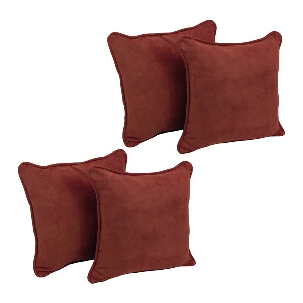 Blazing Needles 4-Piece 18-in x 18-in Red Wine Microsuede Fabric - Black