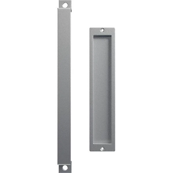 16x22 Pull Handle & 12x22 Flush Pull for 1 3/8x22 Doors, Silver Metallic