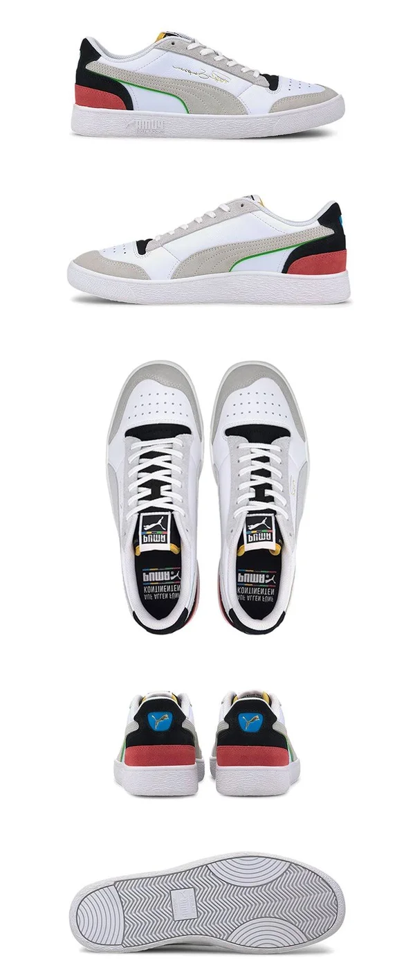 Puma Ralph Sampson Low WH &Unity& White/Black/High Risk Red Sneakers/Shoes 374749-01 (EU Size 38.5)