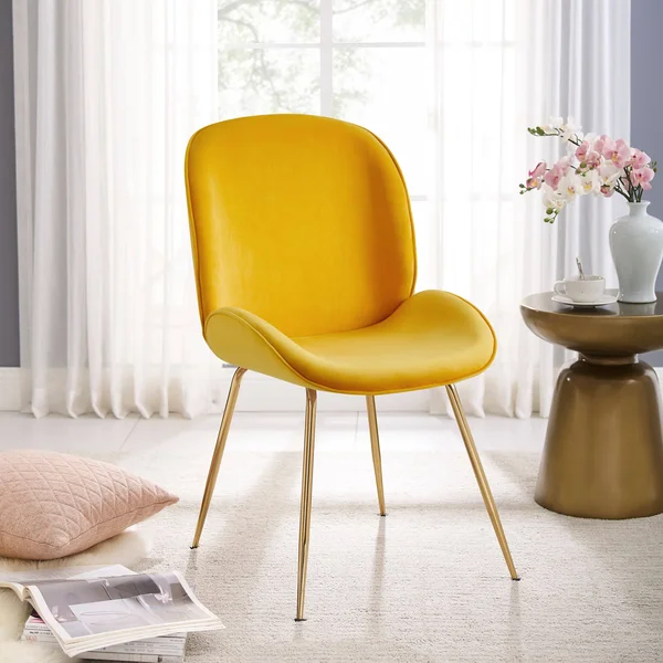 Art Leon Velvet Accent Chair Modern Upholstered Dining Chair, Blue, Size: One Size