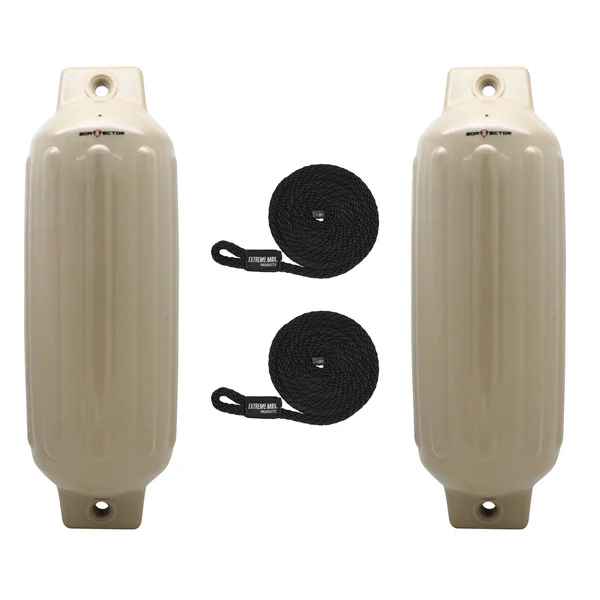 Extreme Max 3006.7566 BoatTector Inflatable Fender Value 2-Pack - 8.5 inch x 27 inch, Sand