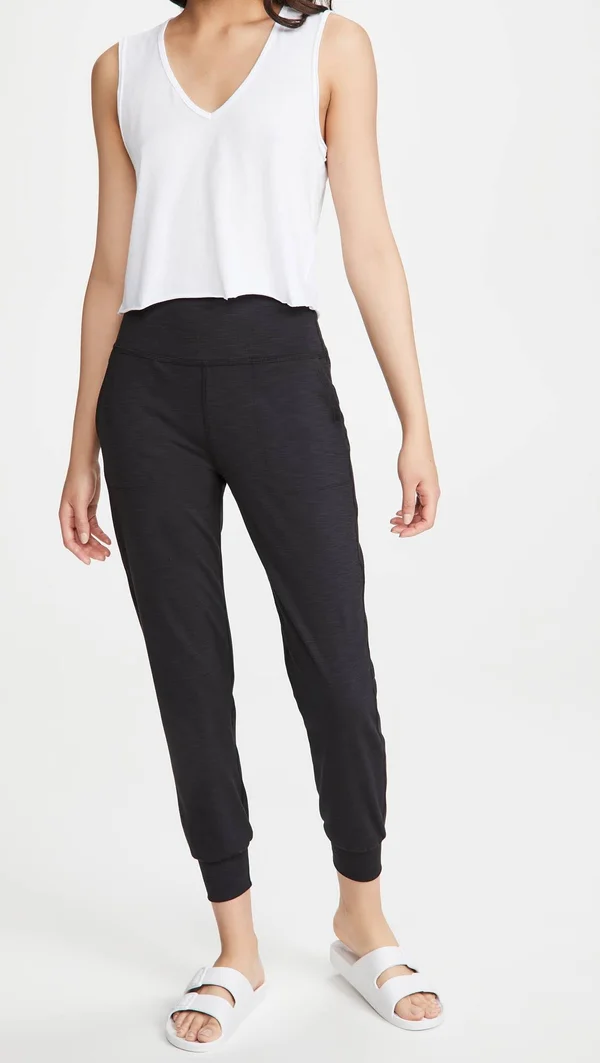 Beyond Yoga Heather Rib Midi Jogger - Women's Black Heather, L