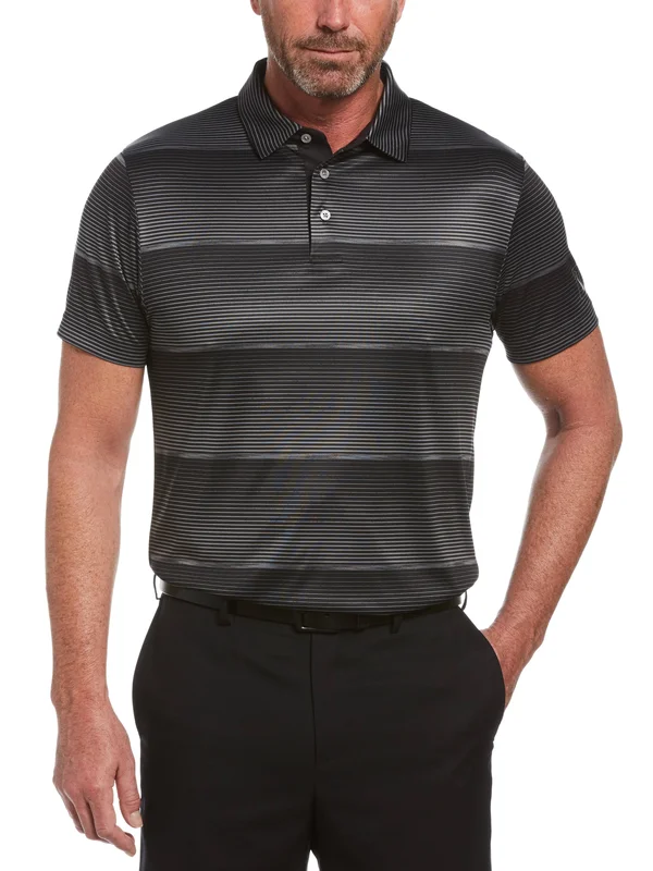 PGA Tour Men's Faded Space Dye Striped Short Sleeve Golf Polo Shirt