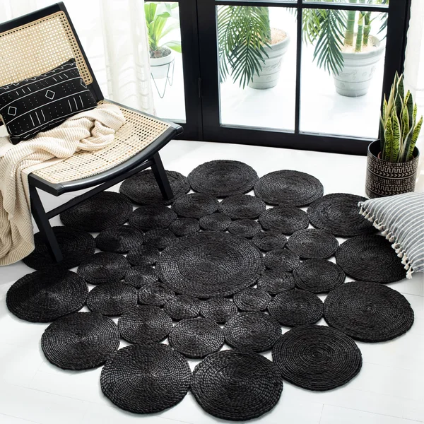 Safavieh Handmade Natural Fiber Azelia Country Jute Rug (6& x 6& Round - Black)