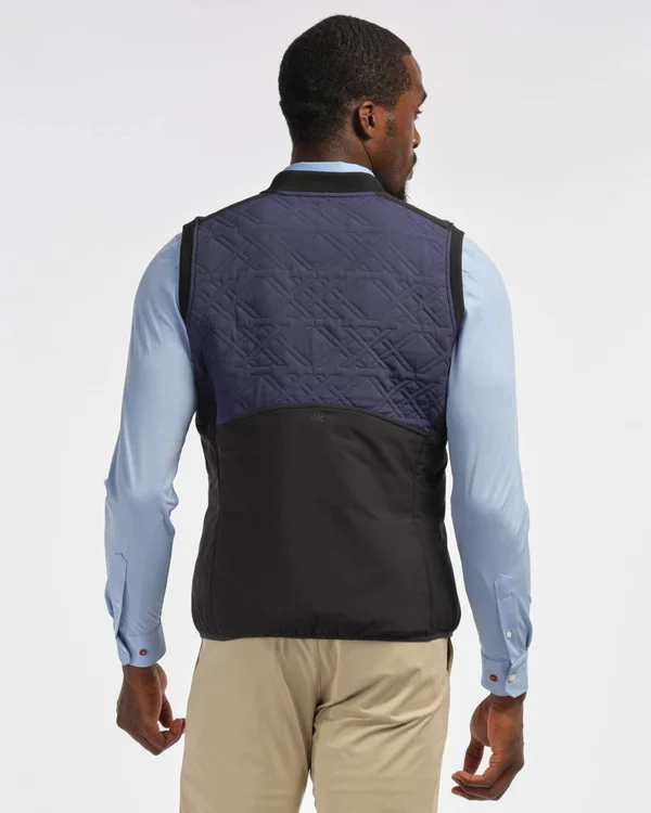 Men's Rhone Midtown Quilted Yoke Vest, Size Large - Black