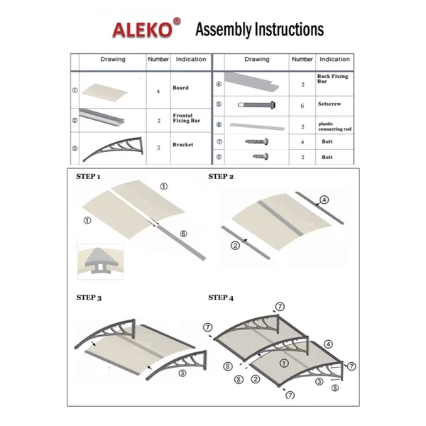 Aleko Polycarbonate Outdoor Window or Door Canopy 40 x 80 Inches Brown