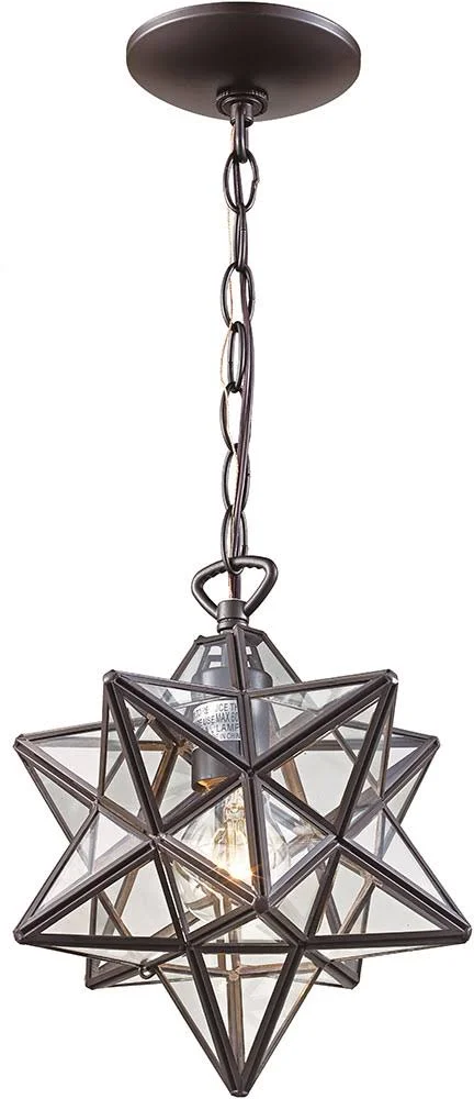 Bel Air Lighting 1-Light Bronze Star Pendant with Clear Glass PND-2108