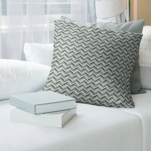 Chevrons with Green Throw Pillow - 26 x 26 - Mint Green & Brown - Polyester