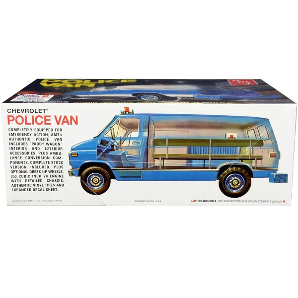 Skill 2 Model Kit Chevrolet Police Van NYPD (New York City Police Dept) 1/25 Scale Model by AMT Amt1123