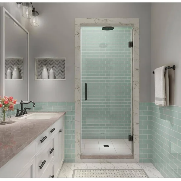 Aston SDR997EZ-MB-3280 Kinkade XL 31.75x22 W x 80x22 H Hinged Frameless Shower Door Finish: Matte Black