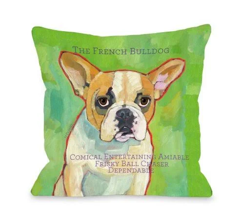 One Bella Casa French Bulldog 1 Pillow - 20 by 20-inch