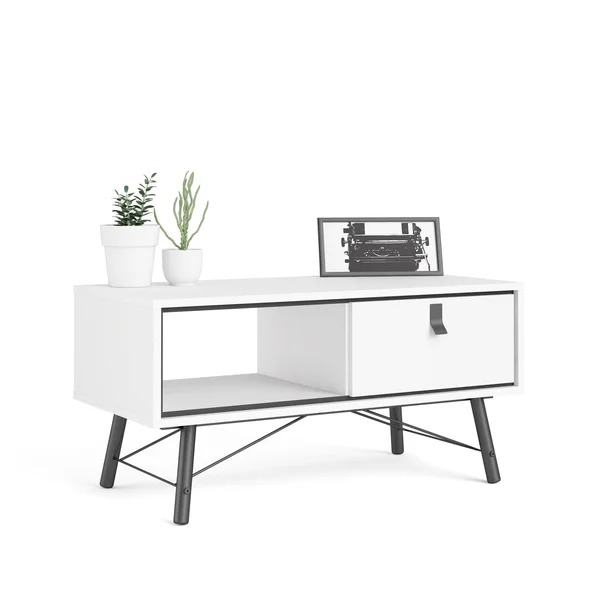 Tvilum Ry 1 Drawer Coffee Table - White Matte/Black