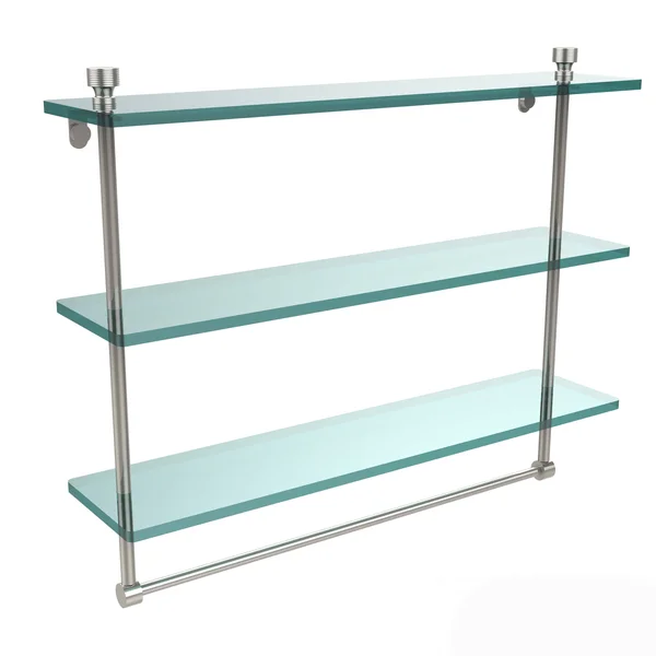 Allied Brass Foxtrot Collection 22-inch Triple Tiered Glass Shelf with Integrated Towel Bar - Matte Black