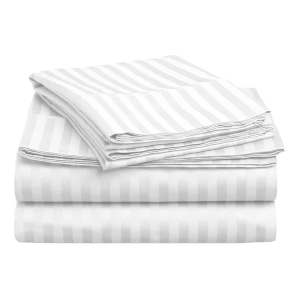 Superior 400 Thread Count Combed Cotton Striped Sheet Set Single Hunter Green California King