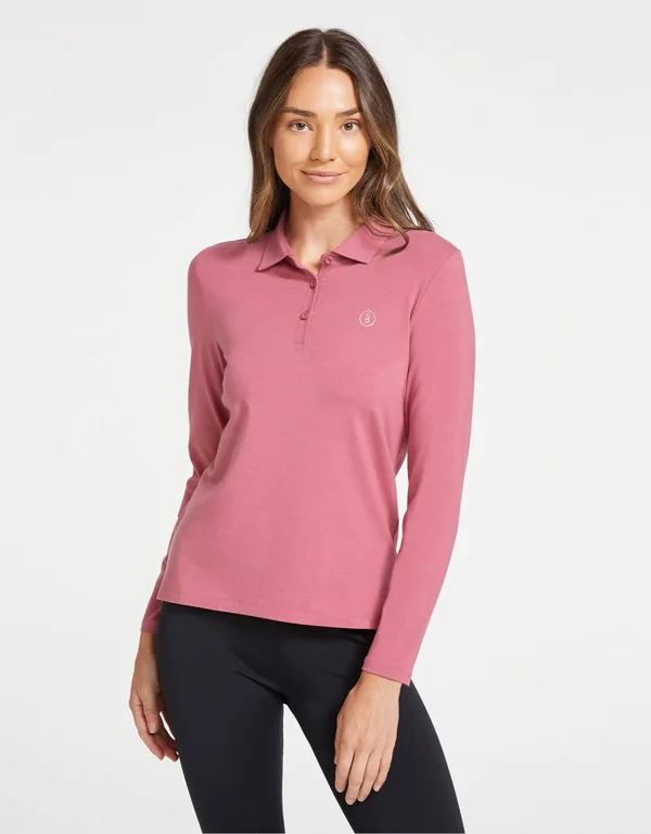 Long Sleeve Sun Protective Polo Shirt for Women UPF50+, Sun Shirt Black