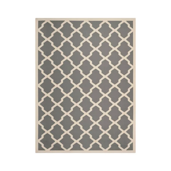 Safavieh Courtyard Anthracite & Beige 2&-3x22 x 8& Indoor/Outdoor Rug