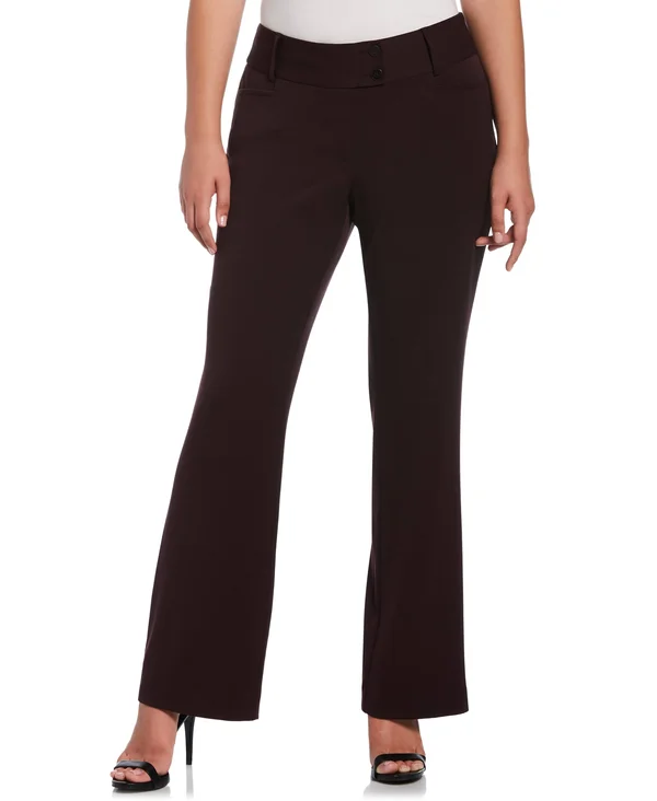 Rafaella Women's Petite Gabardine Bootcut Pants - Curvy Fit - Plus Size in Coffee Melange, Size 6P, Polyester/Rayon/Spandex