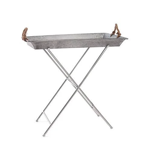 Skalny Rectangle Galvanized Tin Tray with Stand - 31 x 20.5 x 4x22