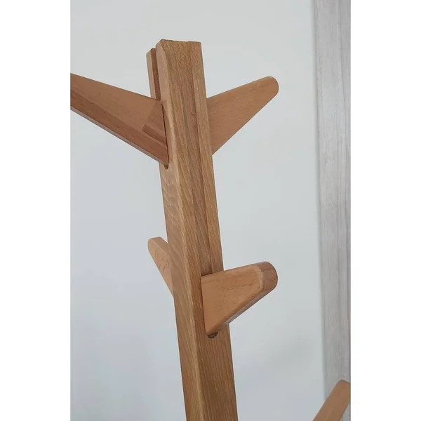 Wood Oak Tree Coat Rack Entryway Coat Stand with 8 Hooks