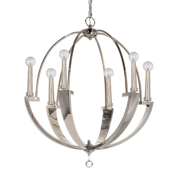 Crystorama 7576-PN Palmer 6 Light Chandelier, Polished Nickel