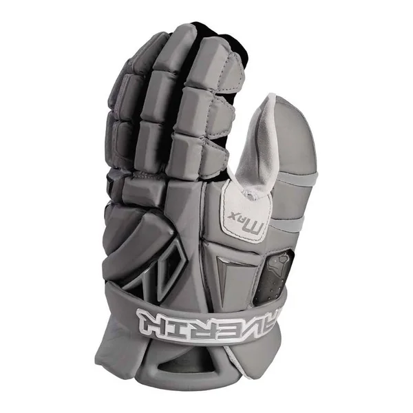 Maverik Max Goalie Glove Lacrosse Gloves - Grey, Size: Medium