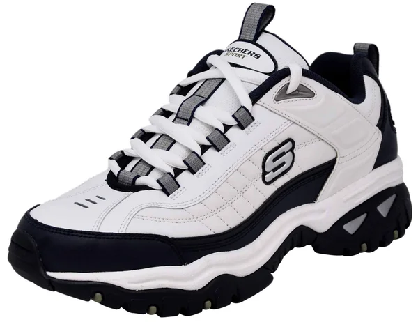 Skechers Men's Energy After Burn Lace-Up Sneaker, White/Navy, 14