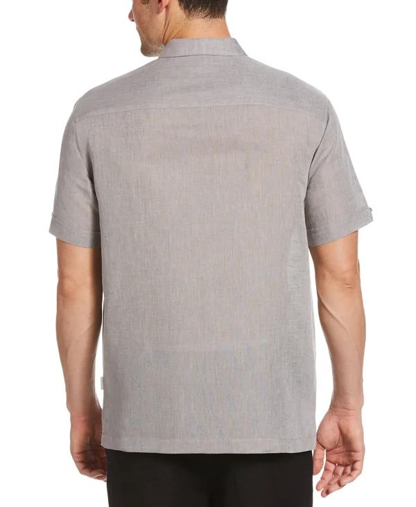Cubavera Mens Cross Dye Multi Tuck Shirt - Grey - Small