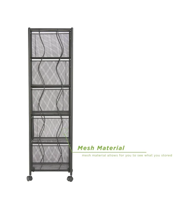 Mind Reader 5 Drawer Cart - Rolling Mesh Office Cart, File Storage Cart, Utility Cart, Heavy Duty Multi-Purpose Cart in Black