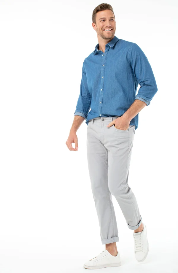 Liverpool Men's Regent Relaxed Straight Peached Colored Twill Jeans in White, Cotton, Size 38/34
