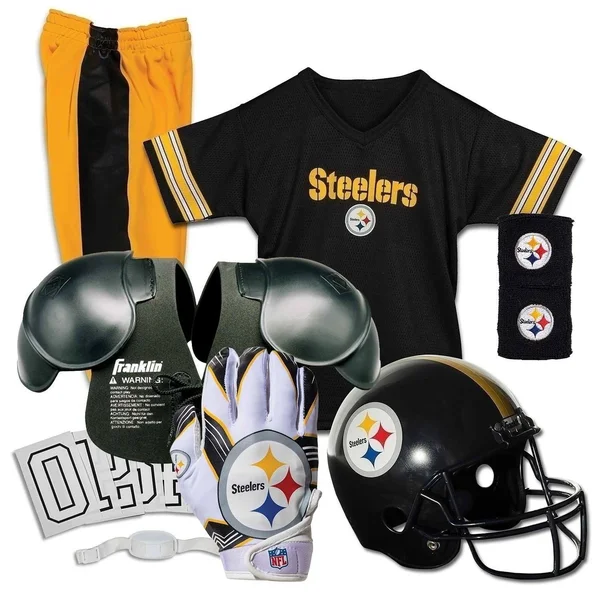 Pittsburgh Steelers Kids NFL 8 Piece Uniform Set - Medium - Childrens Football Uniform - Helmet & Jersey Set - Toddler Footb