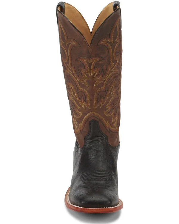 Justin Boots Men's Black Smooth Ostrich Exotic Western Boots