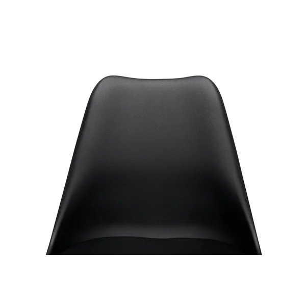 Ofm Mid Century Modern 4 Plastic Molded Dining Chairs - Vinyl CUSHION, Wood Legs, Black
