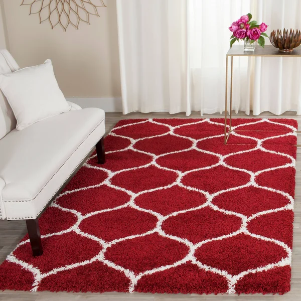 Safavieh Hudson Shag SGH280R Red/Ivory 3& x 5& Area Rug