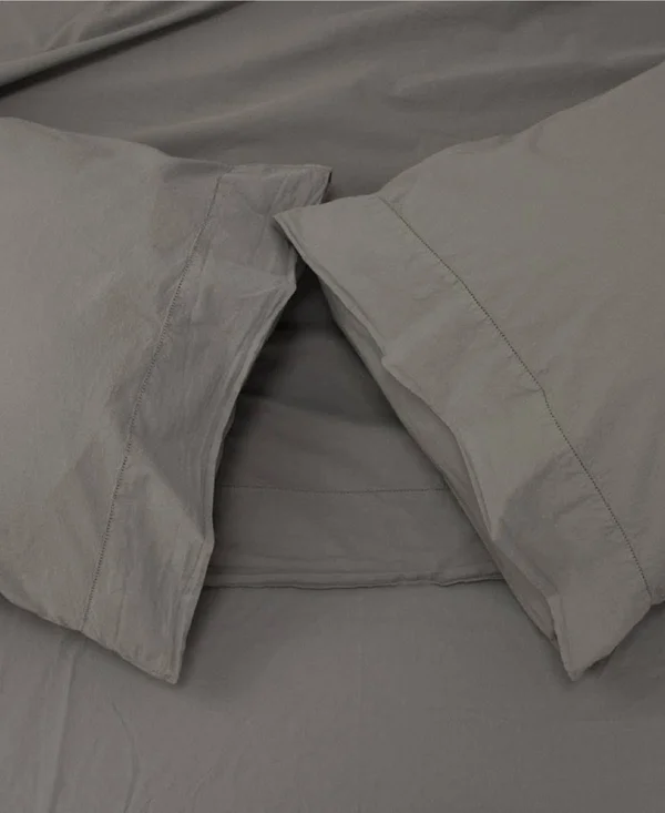 Jennifer Adams Relaxed Cotton Percale Sheet Set - Smoke - California King
