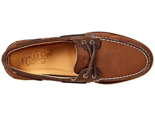 Men's Gold Cup Authentic Original 2-Eye Croc Embossed Boat Shoe 8