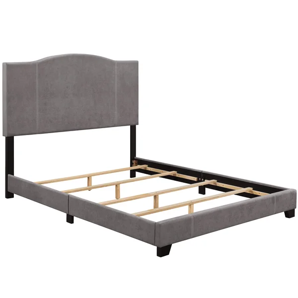 Accentrics Home All-in-One Modified Camel Back Upholstered Bed - Queen