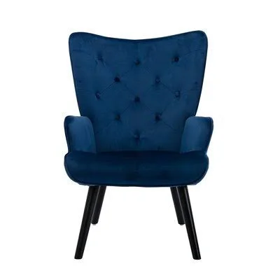 Accent Chair Living Room/Bed Room, Modern Leisure Chair Mercer41 Fabric: Blue Velvet, 37.8" x 27.17" x 27.56"
