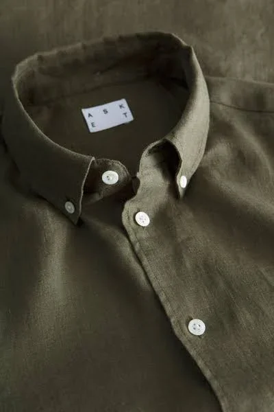 Linen Shirt Olive Mens - ASKET