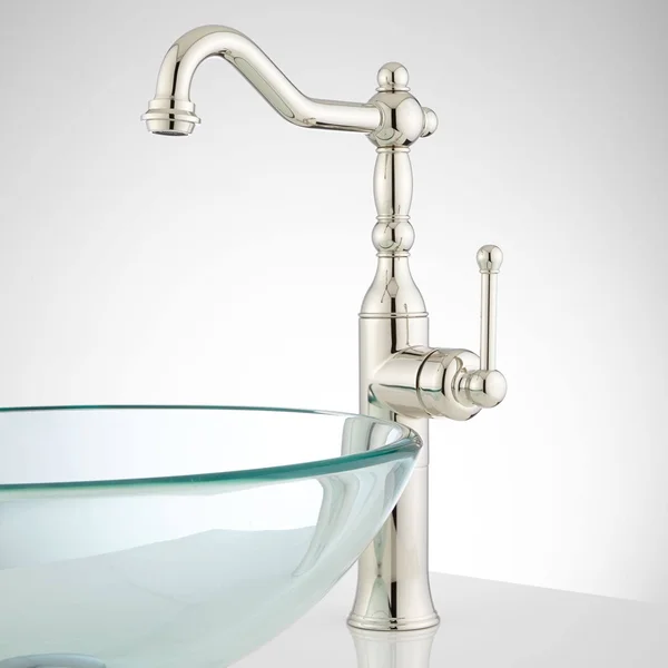 Signature Hardware 927808 Sidonie 1.2 GPM Single Hole Vessel Bathroom Faucet Wit Polished Nickel 405881