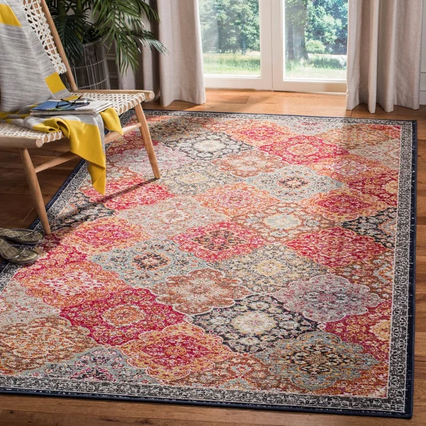 Safavieh Red/Aqua Montage Lyra Rug, 8x10 ft