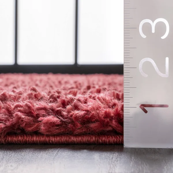 nuLOOM Kara Solid Shag Area Rug, Size: 6& Round, Red