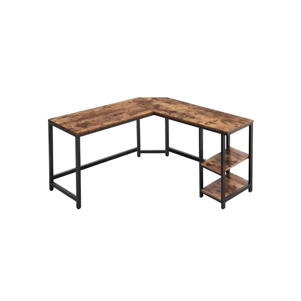 Veikous 53.5 in. W Industrial L-Shaped Computer Writing Corner Desk with 2-Shelves