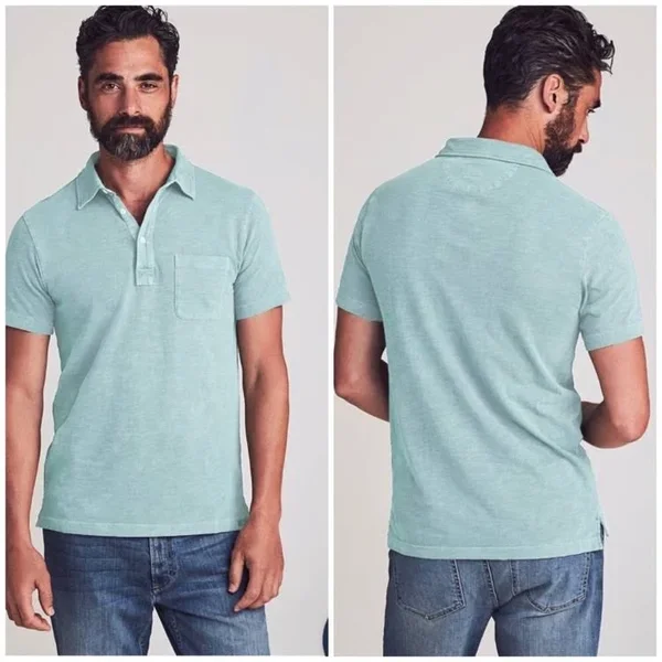 Faherty Sunwashed Polo Shirt - Men's Water Blue - M