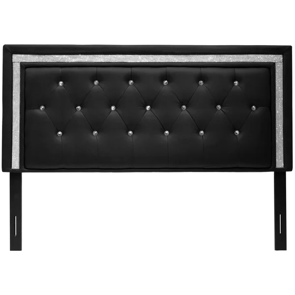 Best Master Furniture Tufted Vinyl Upholstered Headboard Black - Size: Queen