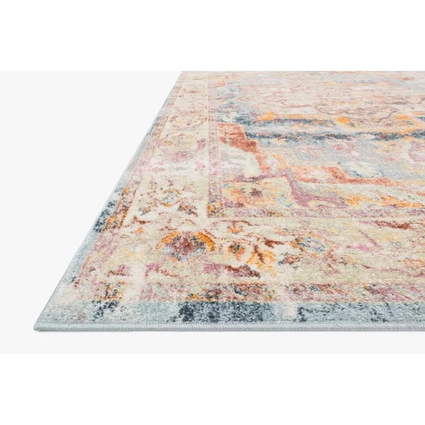 Alexander Home Jennifer Collection Bohemian Medallion Distressed Area Rug - 3&6x22 x 5&9x22 - Sunset/ Ivory