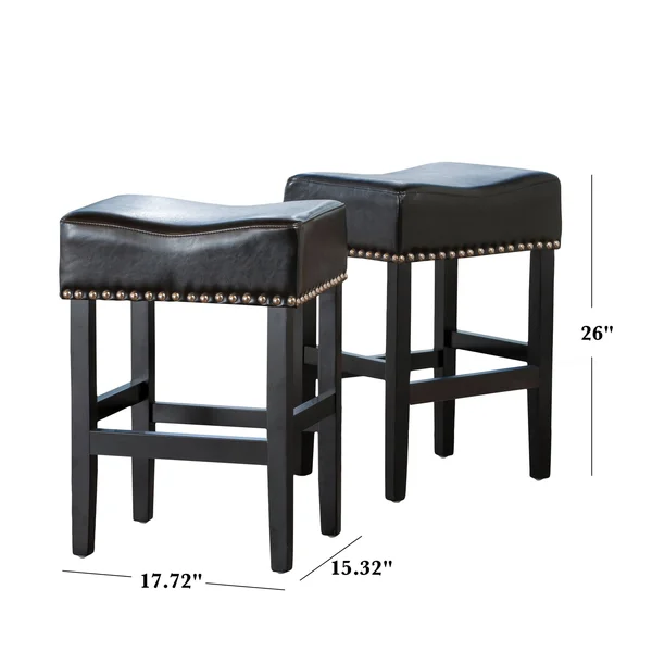 Christopher Knight Home Lisette Backless Black Leather Counter Stool (Set of 2)