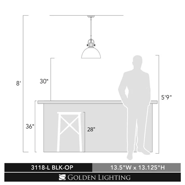 Golden Hines 1 Light Pendant 3118 L CH SD (Chrome)