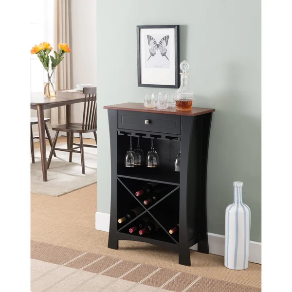 Inroom Furniture Designs WR1358 Wood Wine Rack - Black