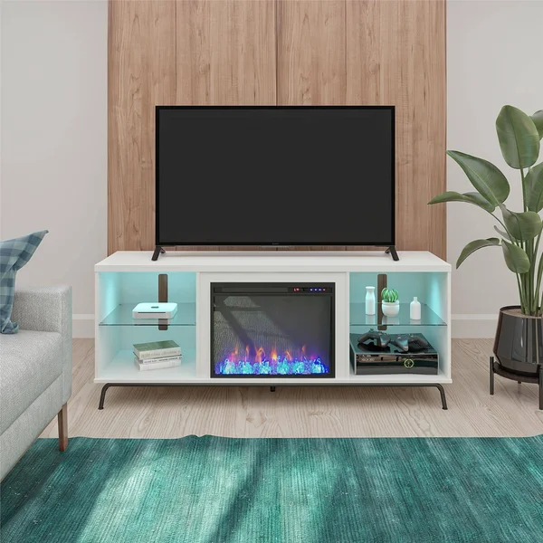 Hannaford Fireplace TV Stand for TVs Up to 70x22 White - Room & Joy