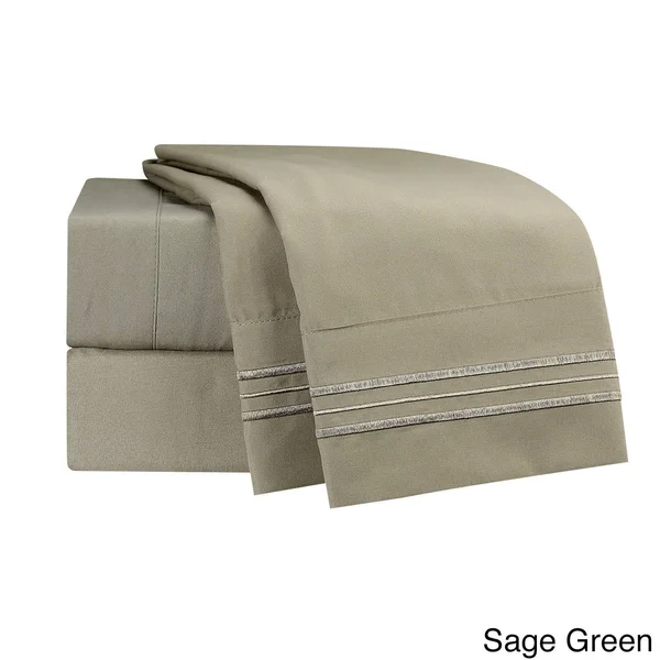 Clara Clark Premier 1800 Series Deep Pocket Bed Sheet Set - Sage - 4 Piece - Queen